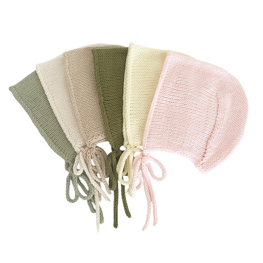 Hand Knit Cotton Baby Bonnet: Soft & Cozy - Made in USA