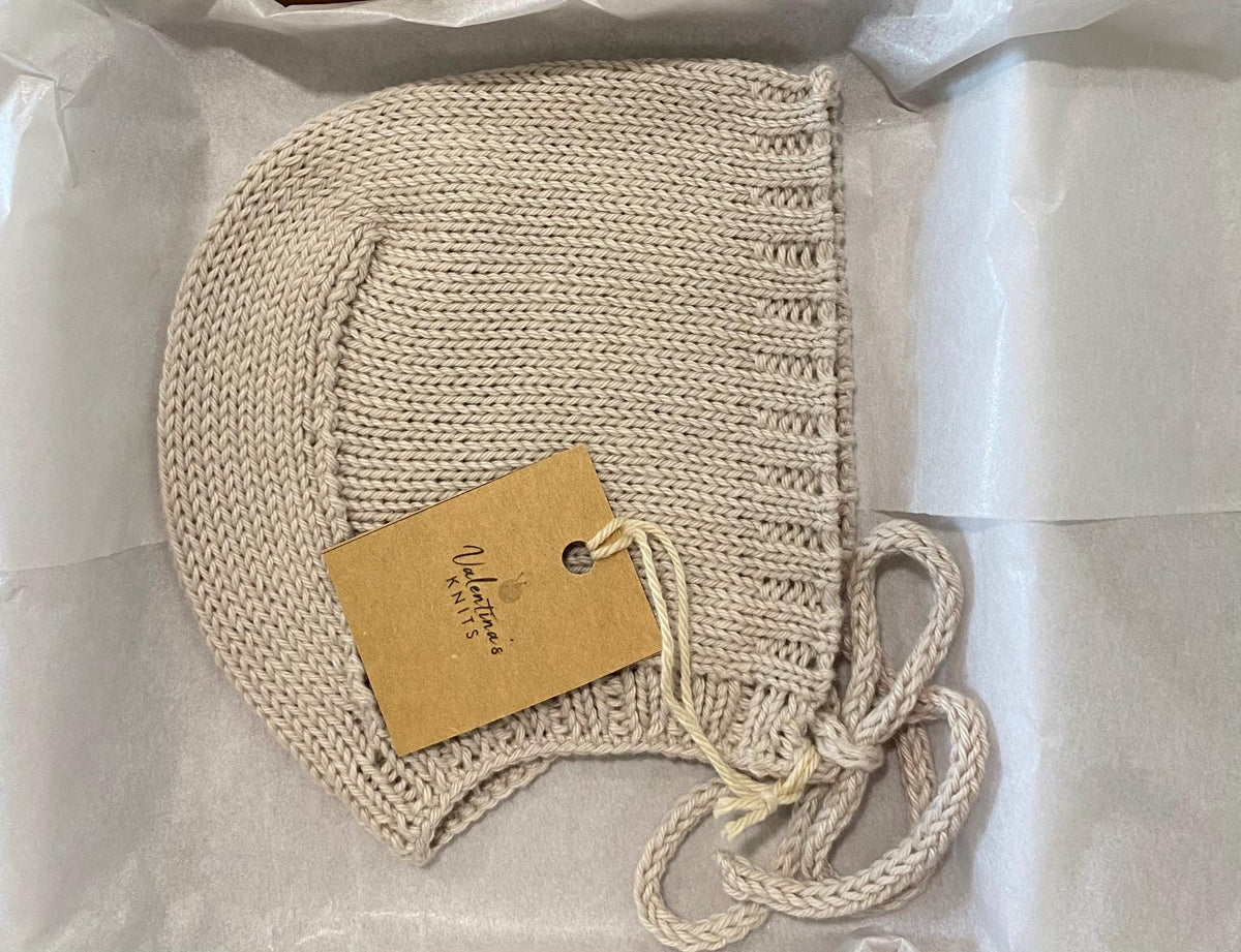 Hand Knit Cotton Baby Bonnet: Breathable Seamless Toddler Hat