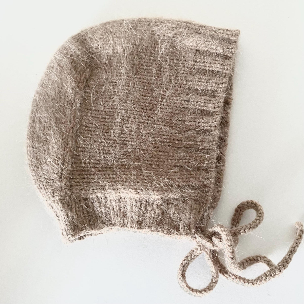 Mink Alpaca Knit Baby Bonnet: Handmade Winter Hat