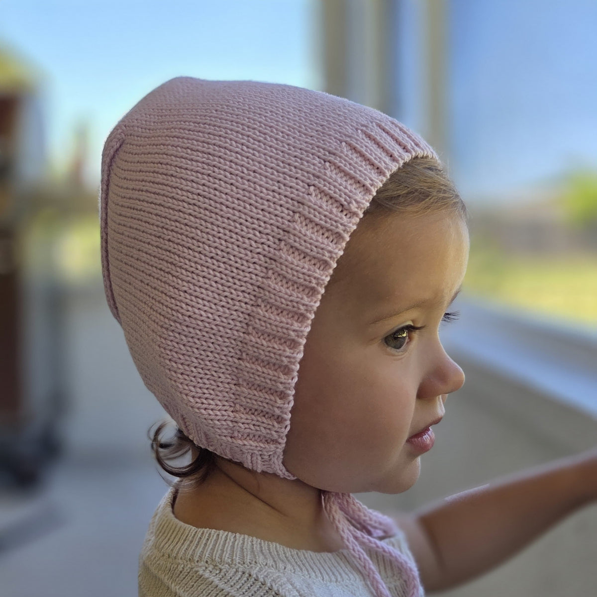 Hand Knit Cotton Baby Bonnet: Breathable Seamless Toddler Hat