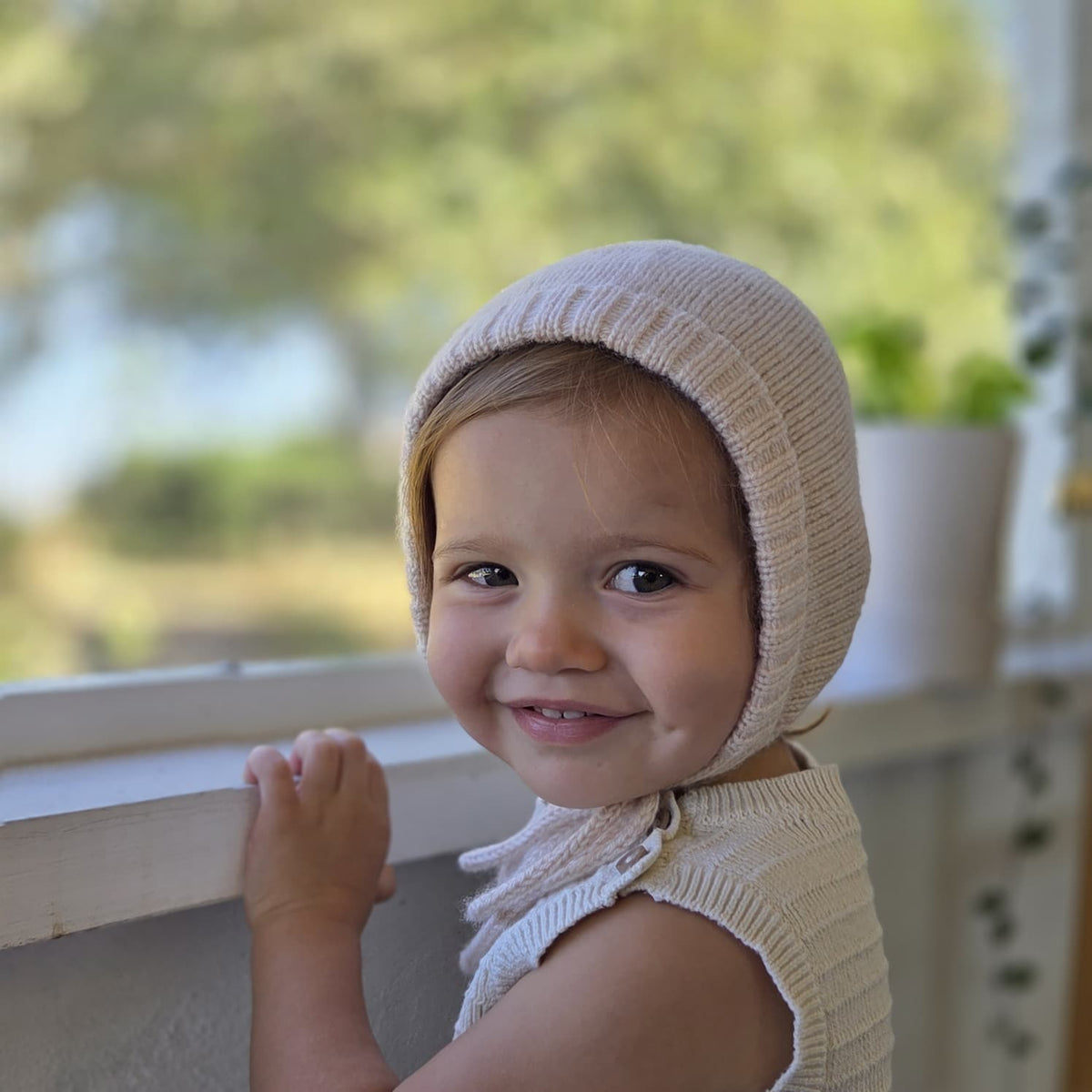 Cashmere Knit Baby Bonnet: Soft, Warm, Handmade in USA