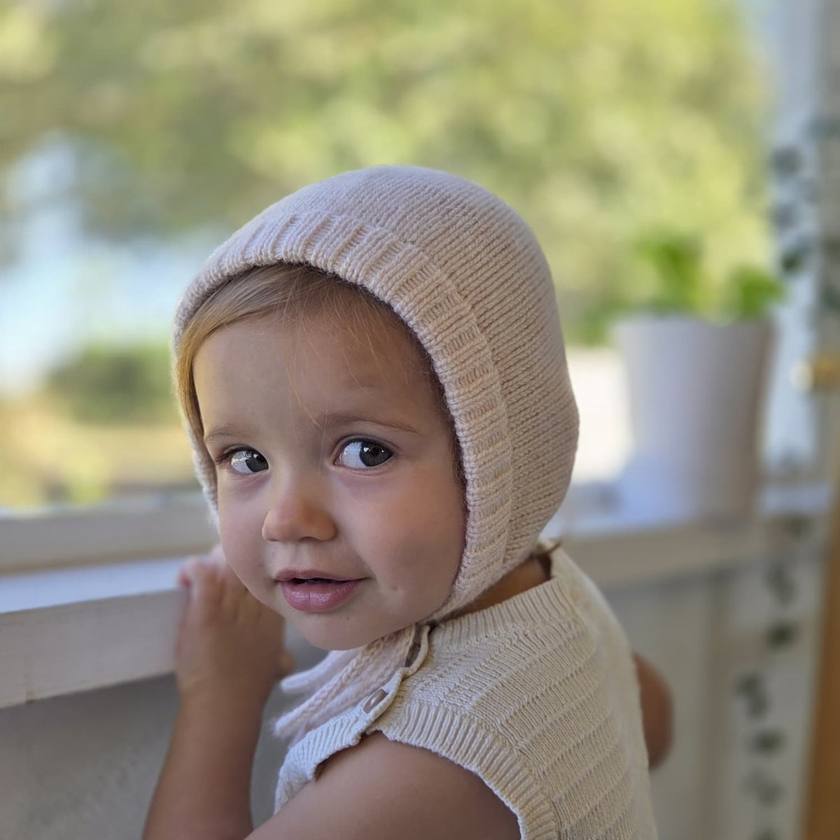 Cashmere Knit Baby Bonnet: Soft, Warm, Handmade in USA