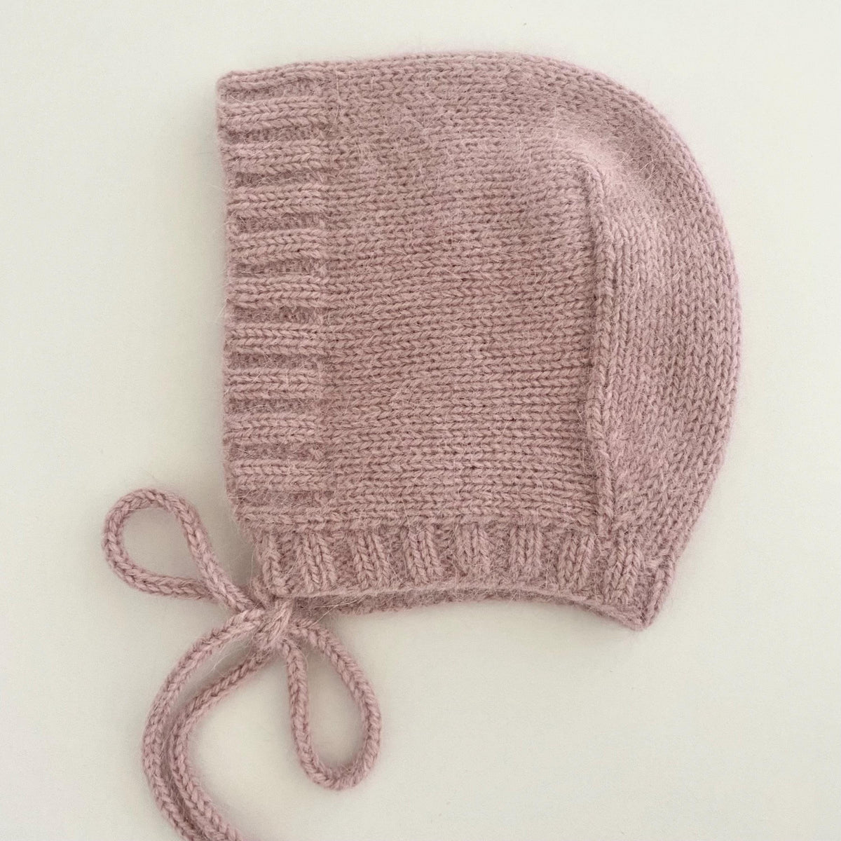 Mink Alpaca Knit Baby Bonnet: Handmade Winter Hat