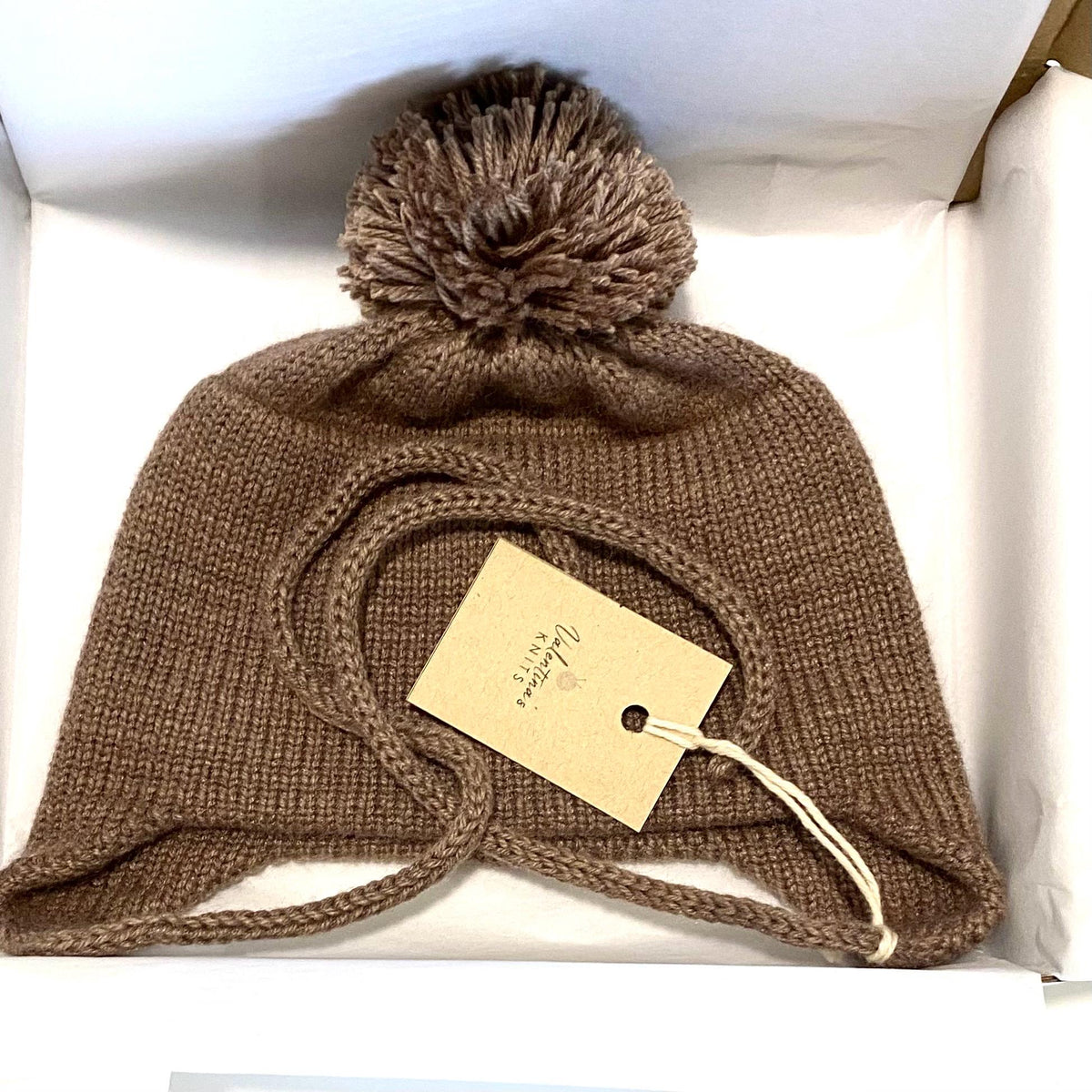 Cashmere Baby/Toddler Knit Hat with Pom-pom, Handmade in USA. More colors available.