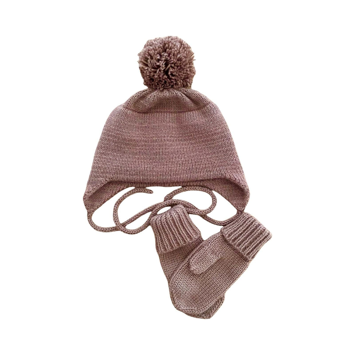 Handmade Cashmere Toddler/ Baby Hat & Mittens Set with Pom-pom