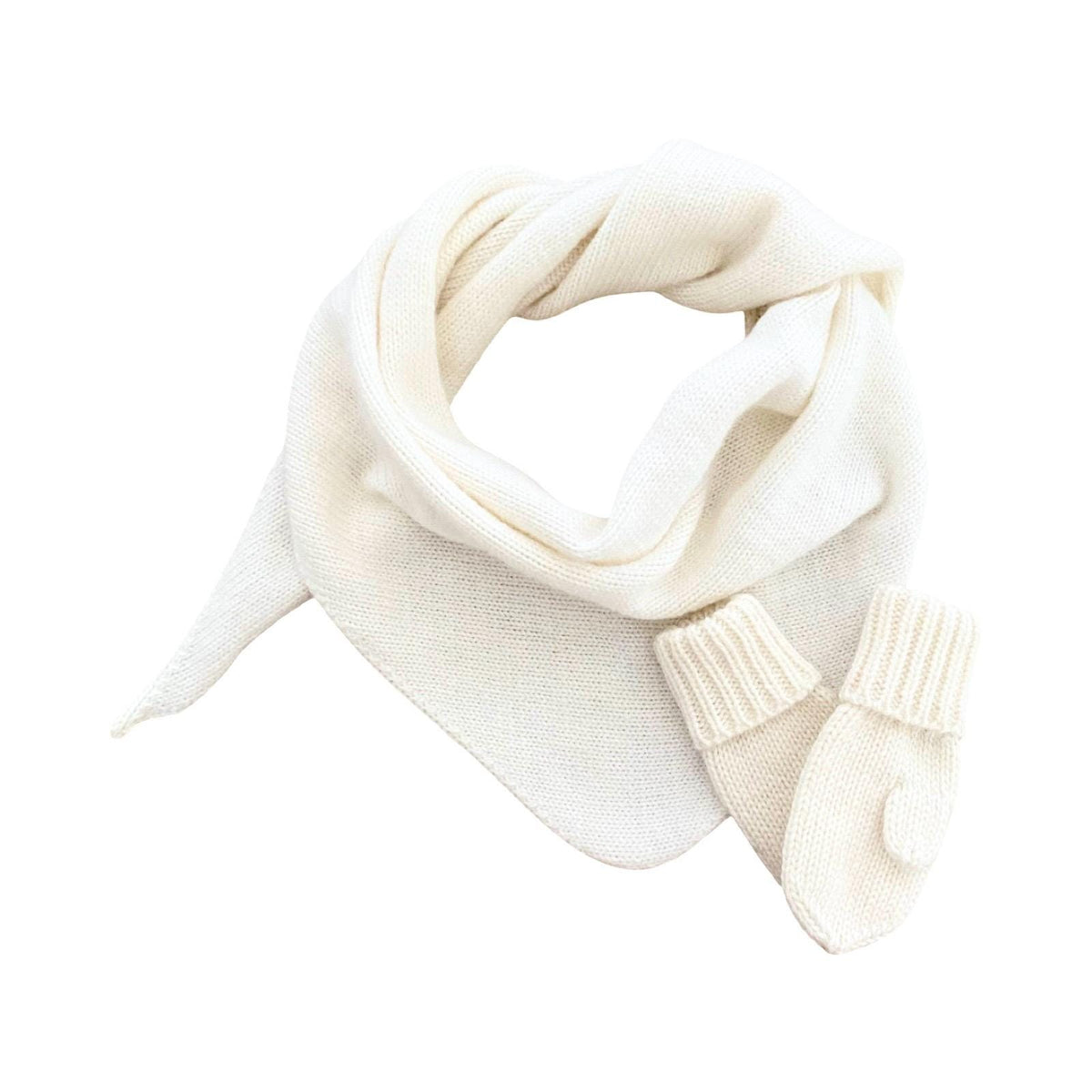 Handmade Cashmere Baby Winter Set, Faux Fox Pom-pom Hat and scarf.