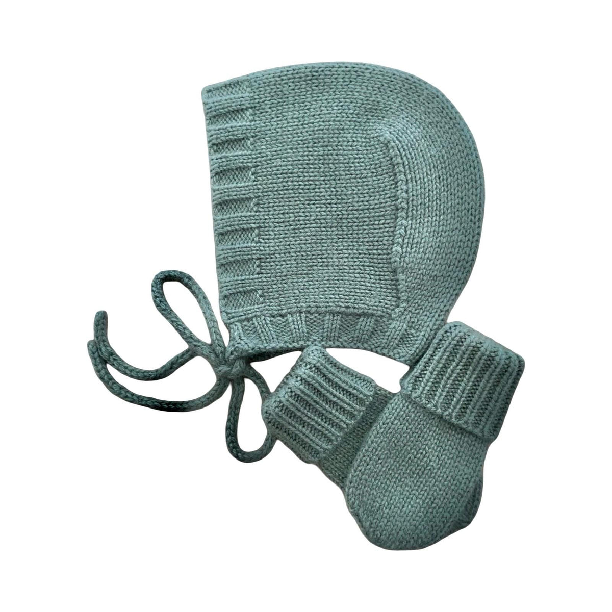 Handmade Cashmere Gift Set: Baby Bonnet and mittens cashmere wool. Size 0-3 months.