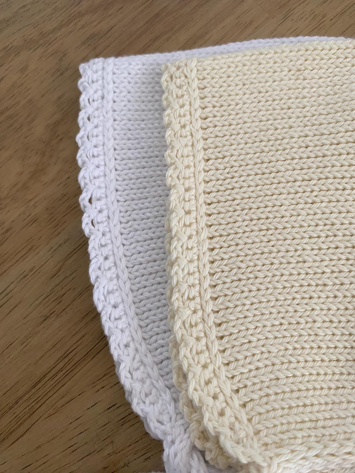 Handmade Cotton Baby Gift Set. Knit bonnet and socks. 100% cotton.