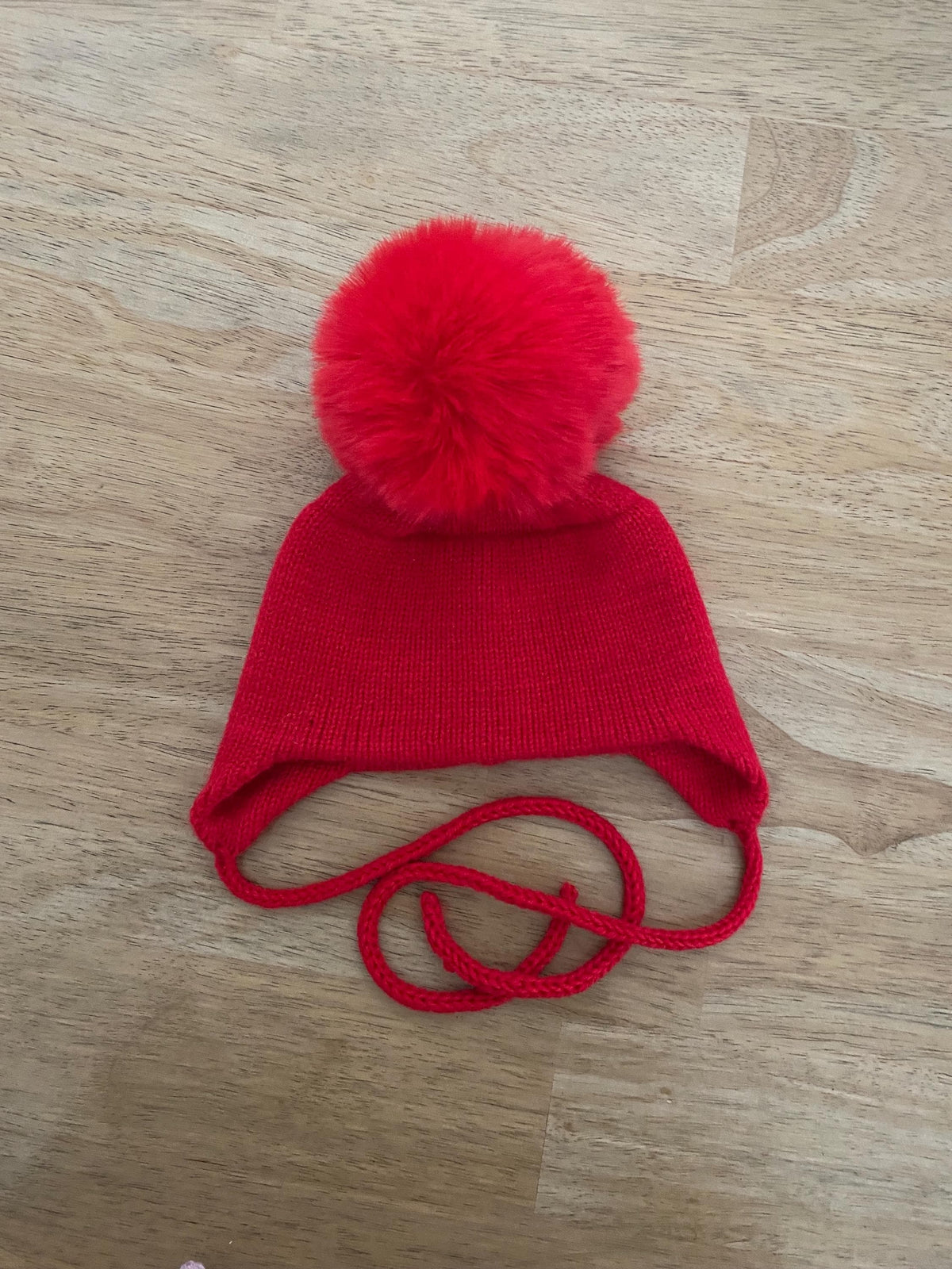 Cashmere Baby/Toddler Knit Hat with faux fox Pom-pom, Handmade in USA.