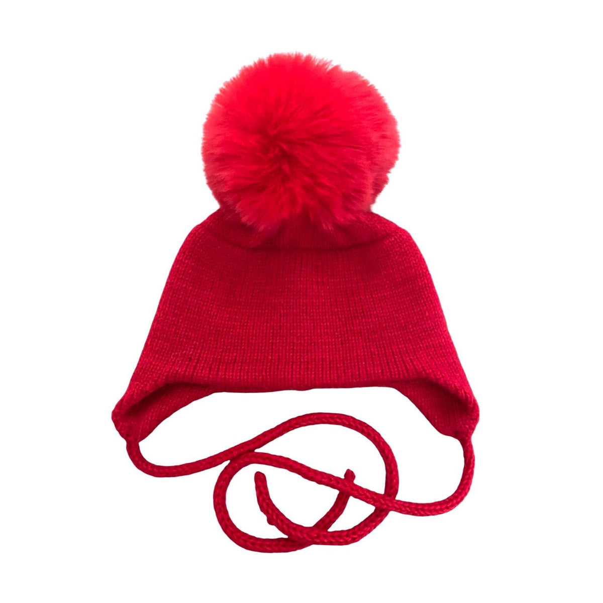 Cashmere Baby/Toddler Knit Hat with faux fox Pom-pom, Handmade in USA.