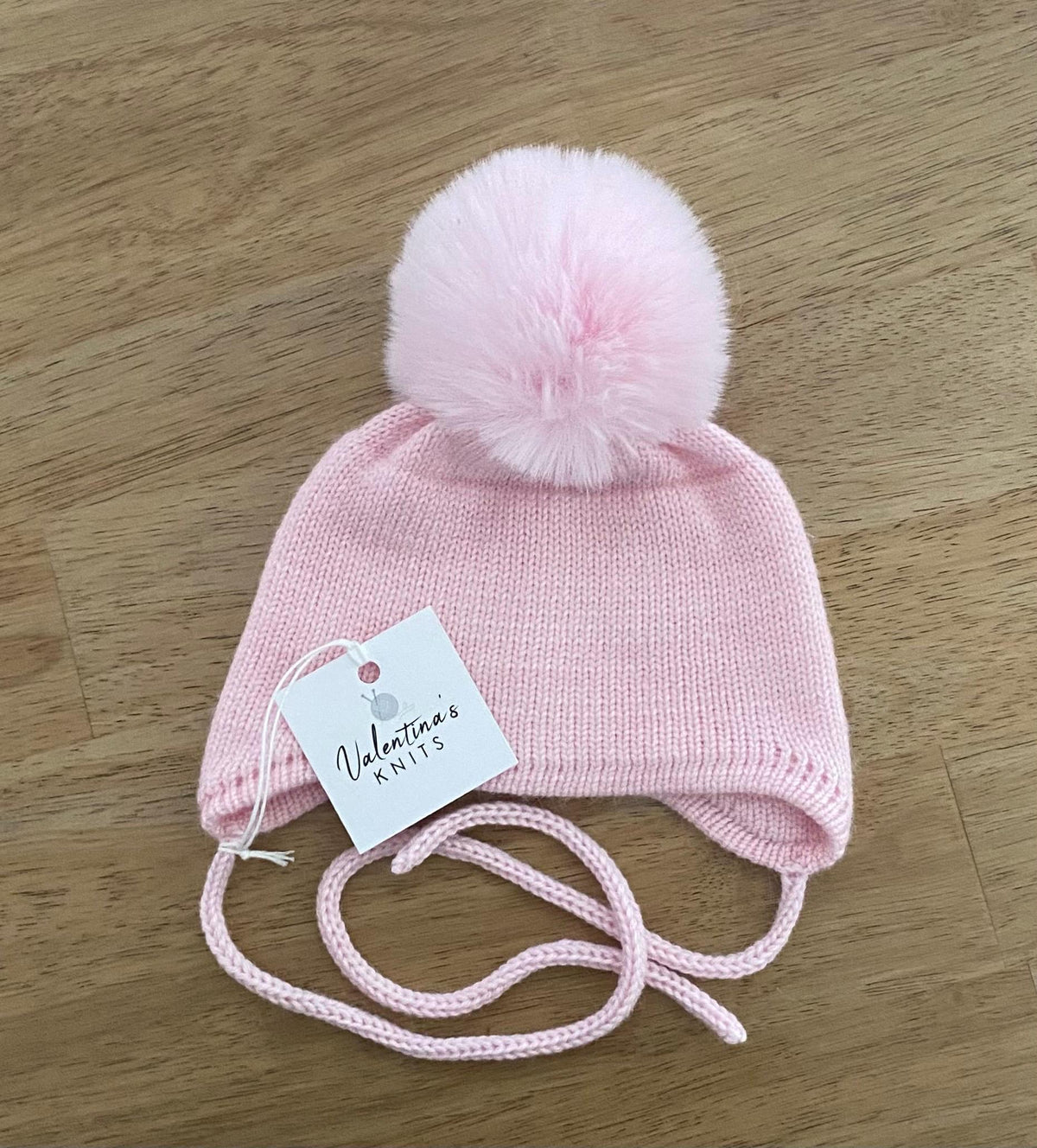 Cashmere Baby/Toddler Knit Hat: Faux Fox Pom-pom, Handmade in USA