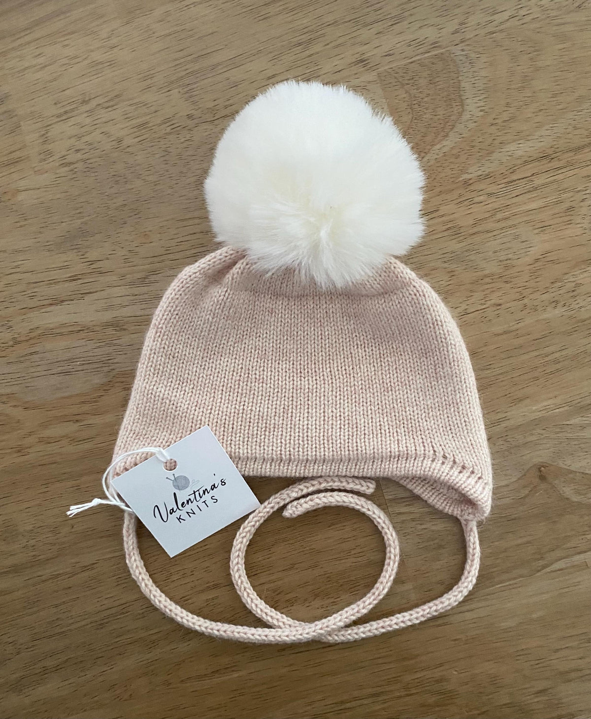 Cashmere Baby/Toddler Knit Hat: Faux Fox Pom-pom, Handmade in USA