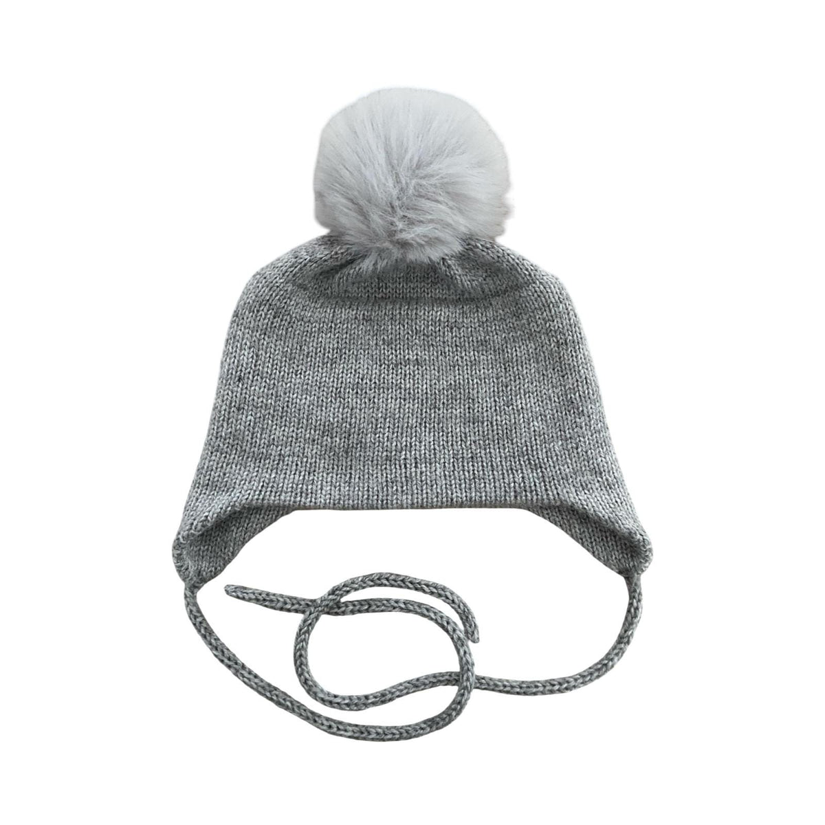 Cashmere Baby/Toddler Knit Hat with faux fox Pom-pom, Handmade in USA.