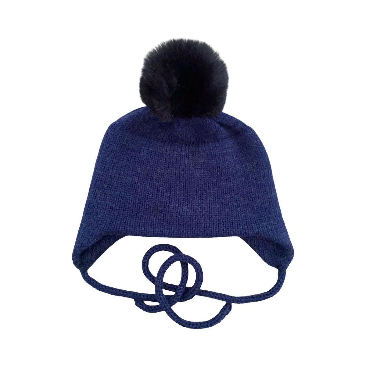 Cashmere Baby/Toddler Knit Hat with faux fox Pom-pom, Handmade in USA.