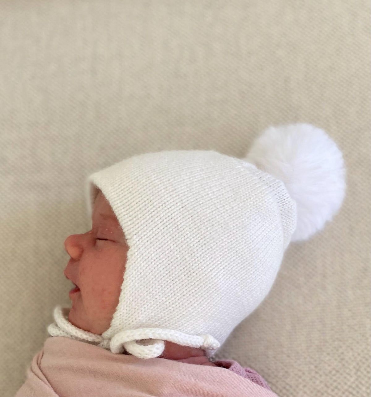 Cashmere Baby/Toddler Knit Hat with Pom-pom, Handmade in USA. More colors available.