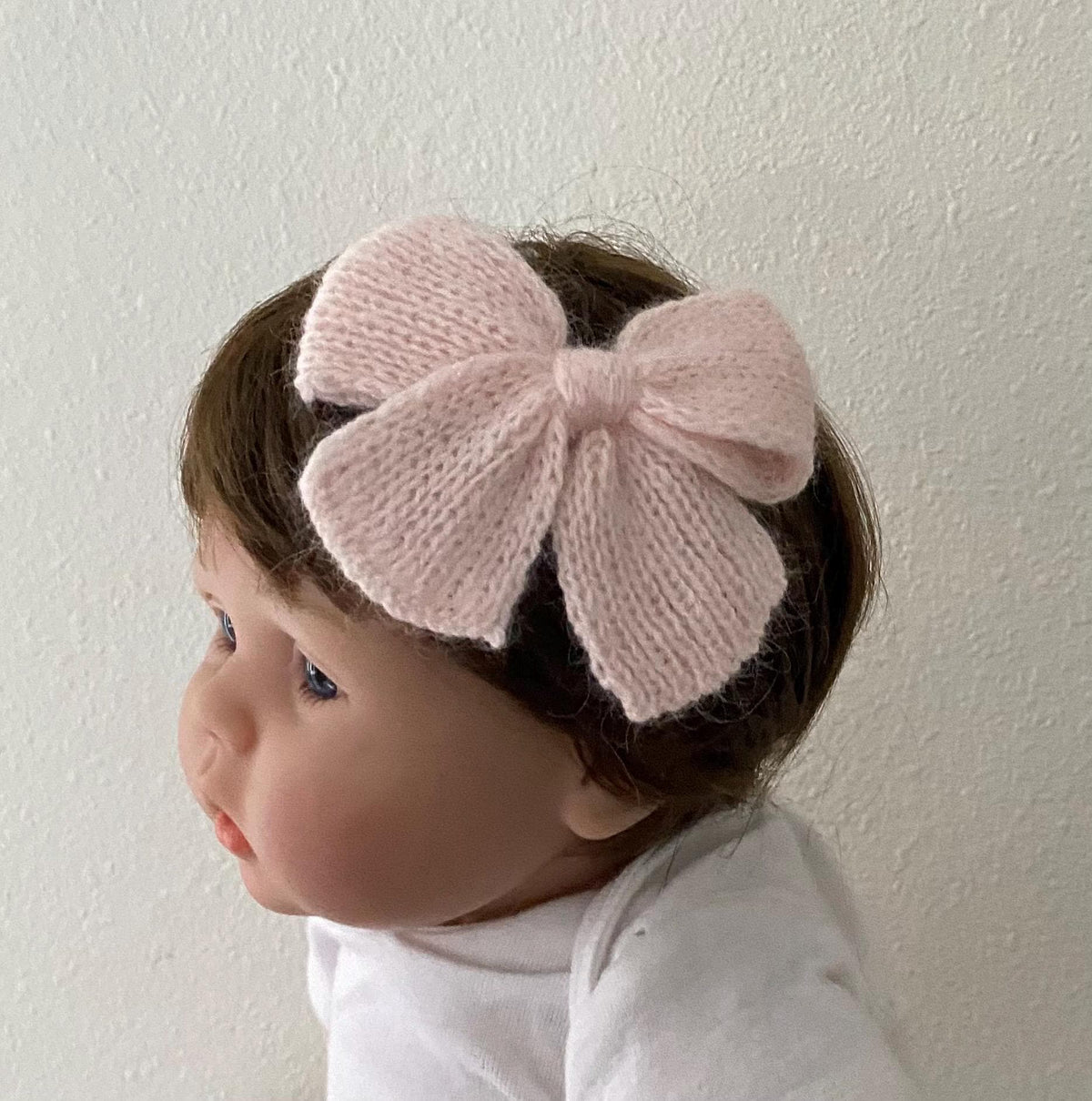 Handmade knit angora alpaca baby/children hair bows.