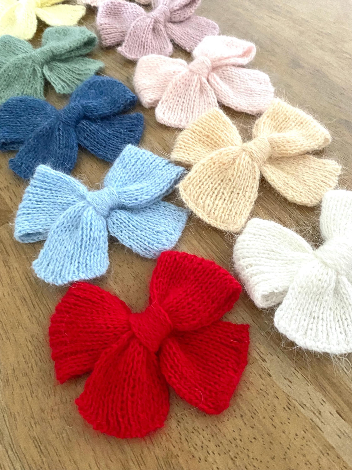 Handmade knit angora alpaca baby/children hair bows.